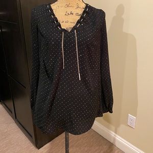 Black & Gold Michael Kors Long Sleeved Blouse